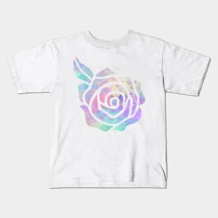 Pastel Tie-Dye Watercolor Rose Kids T-Shirt